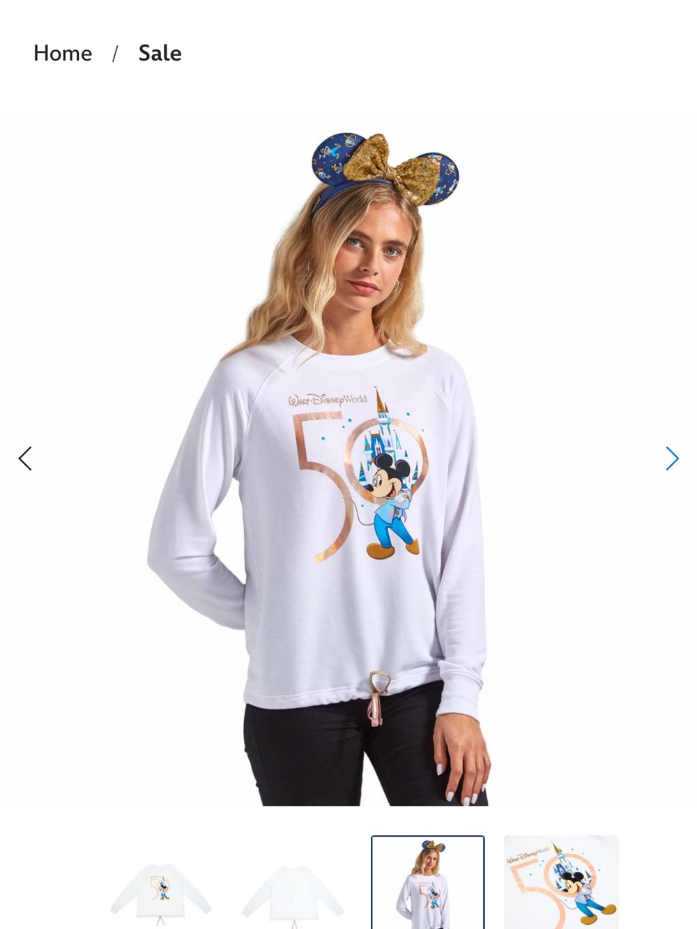 Disney White Mickey Mouse 50th Anniversary Pullover Sweatshirt